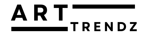 The image is a minimalist logo that reads "ART TRENDZ" in bold, uppercase letters. The design features the word "ART" followed by a horizontal line, with "TRENDZ" centered below it. The text is black on a white background, creating a clean and modern look.